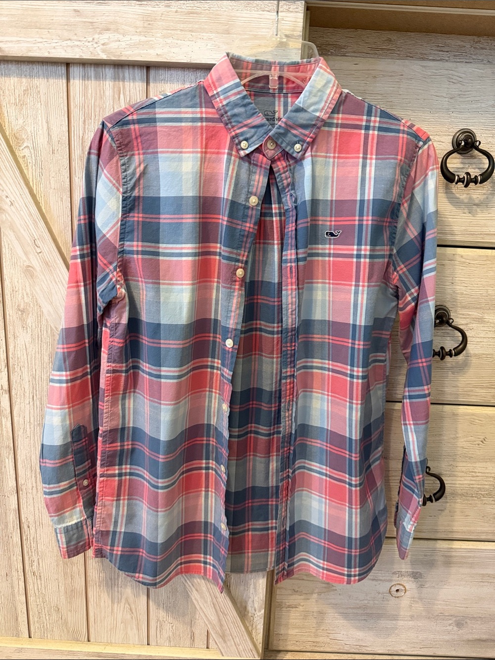 Vineyard Vines Pink and Blue Plaid Button-Down Shirt